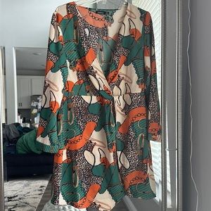 Boohoo brand wrap multi colored dress